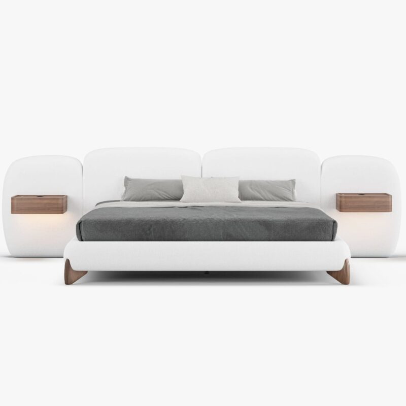 Halo Panel Bed with Floating Nightstands