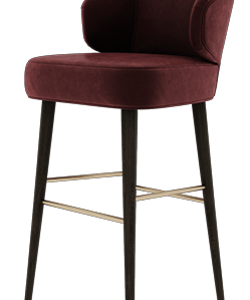 customized velvet bar chair with dark wooden legs